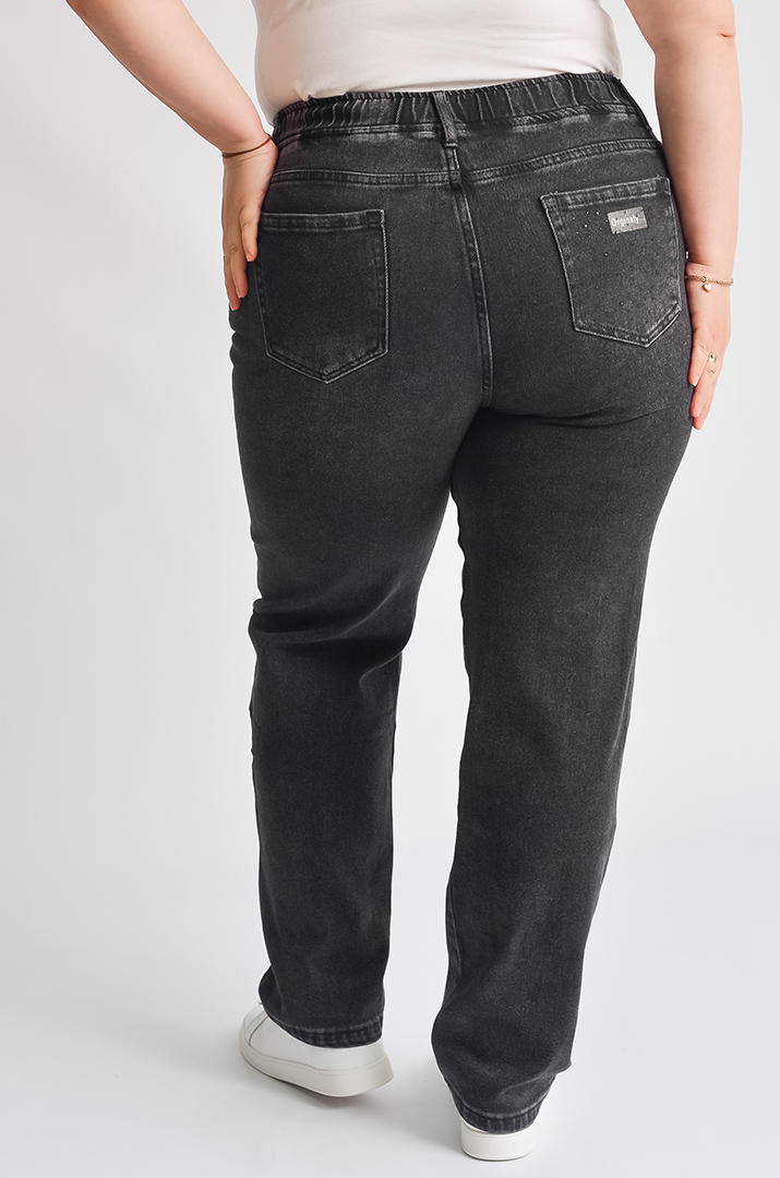 Джинси завужені графітового кольору великих розмірів