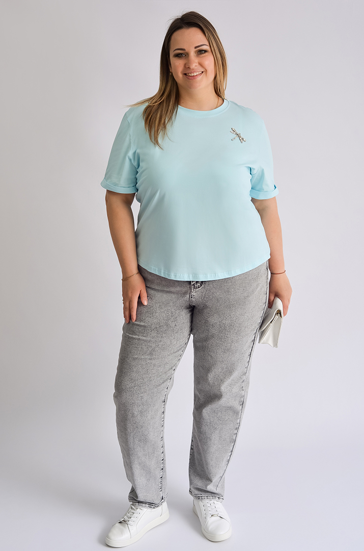 Джинси завужені світло-сірі великих розмірів