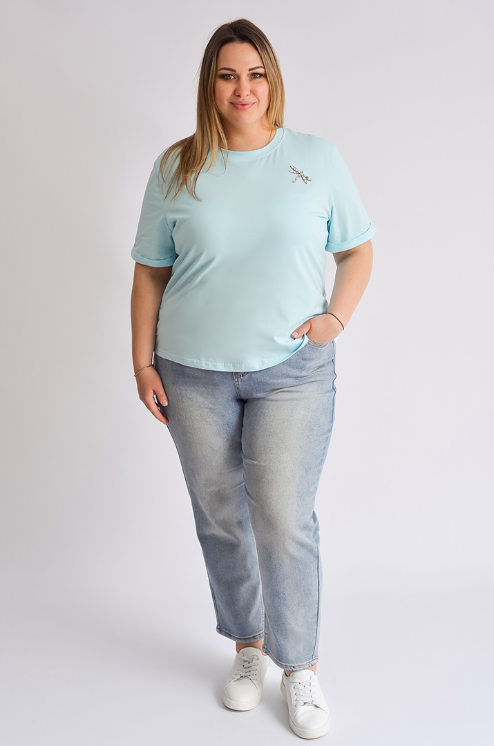 Джинси 7/8 зі світлого деніму великих розмірів