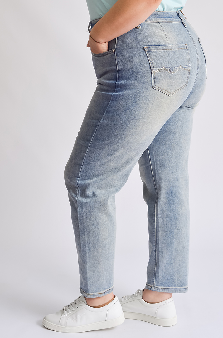 Джинси 7/8 зі світлого деніму великих розмірів