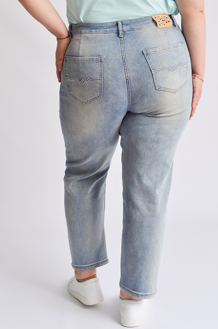 Джинси 7/8 зі світлого деніму великих розмірів