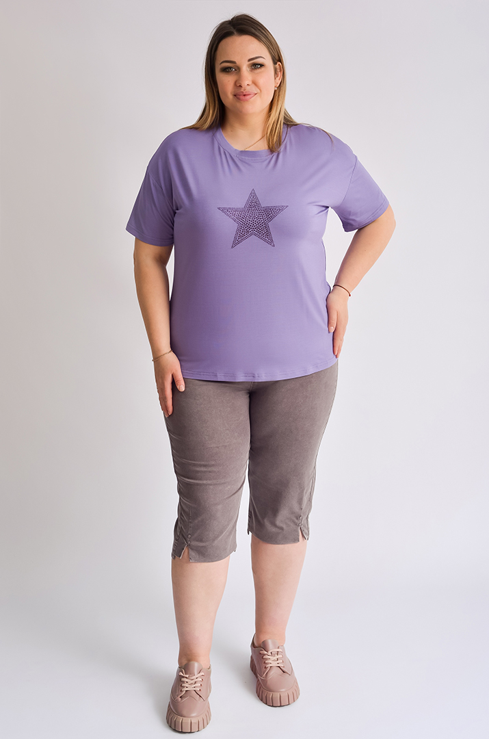 Капрі з котону з еластичним поясом великих розмірів