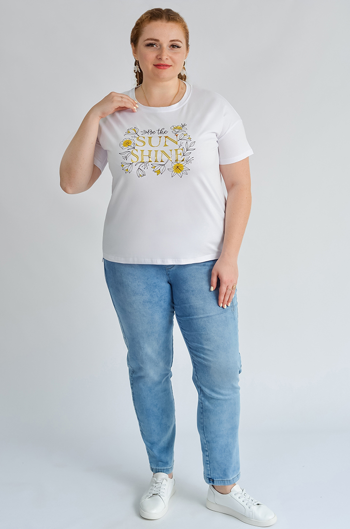 Джинси завужені з мінімалістичною вишивкою великих розмірів