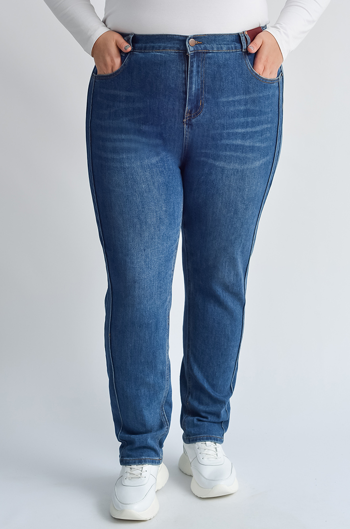 Джинси завужені з акцентним швом великих розмірів