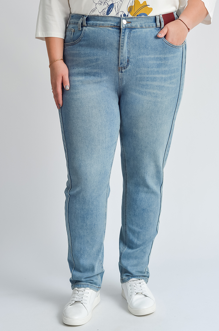 Джинси завужені з акцентним швом великих розмірів