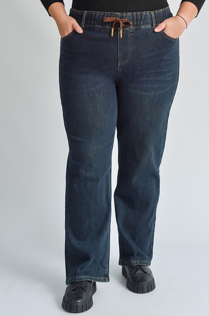 Джинси з кишенями та еластичним поясом великих розмірів