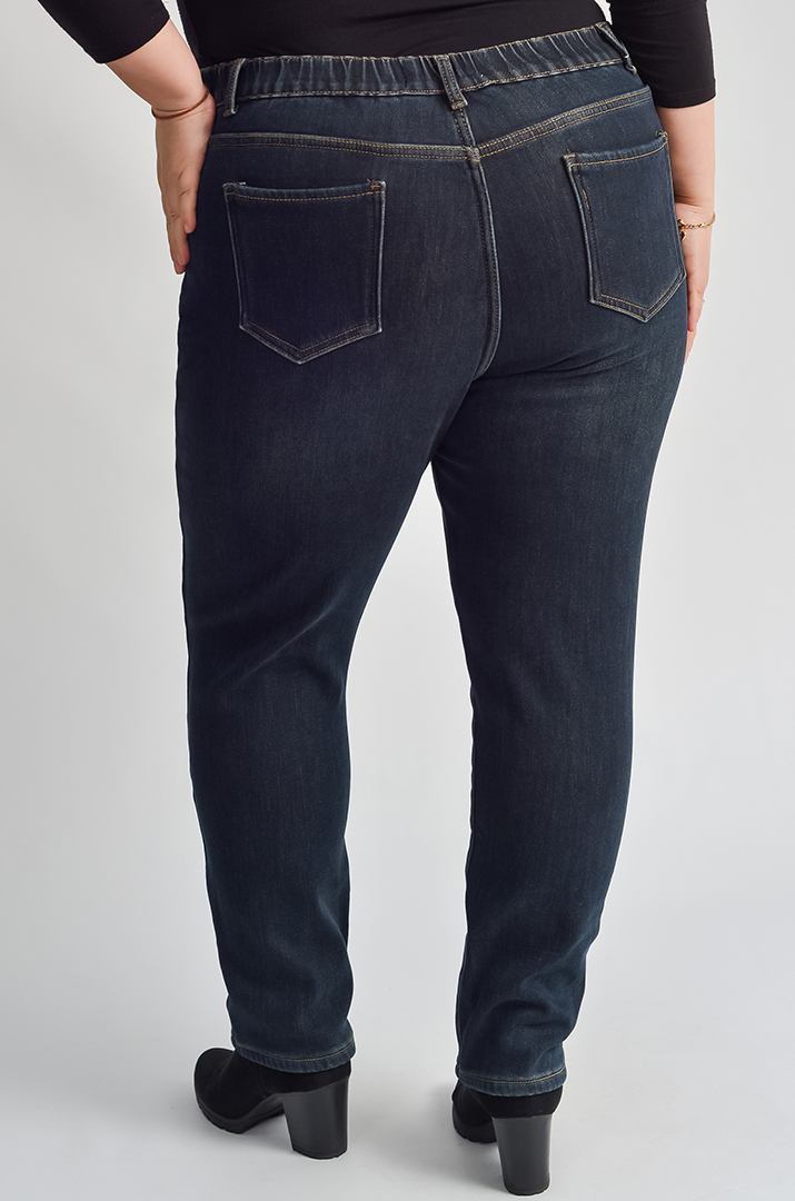 Темно-сині утеплені джинси 7/8 з флісом великих розмірів