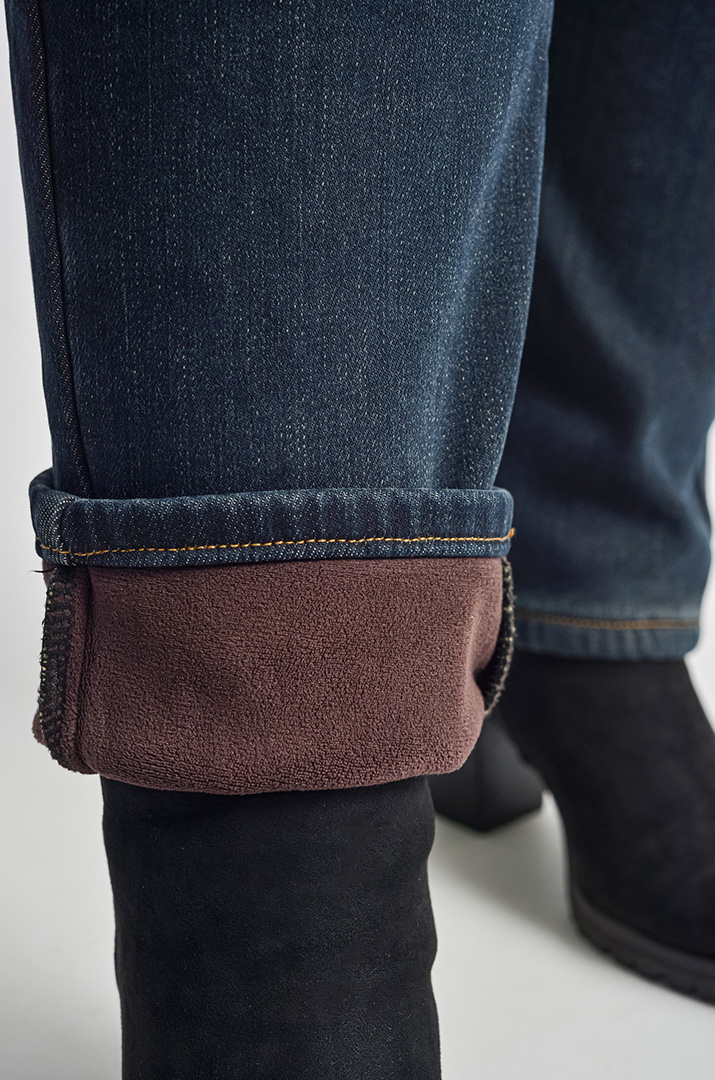 Темно-сині утеплені джинси 7/8 з флісом великих розмірів