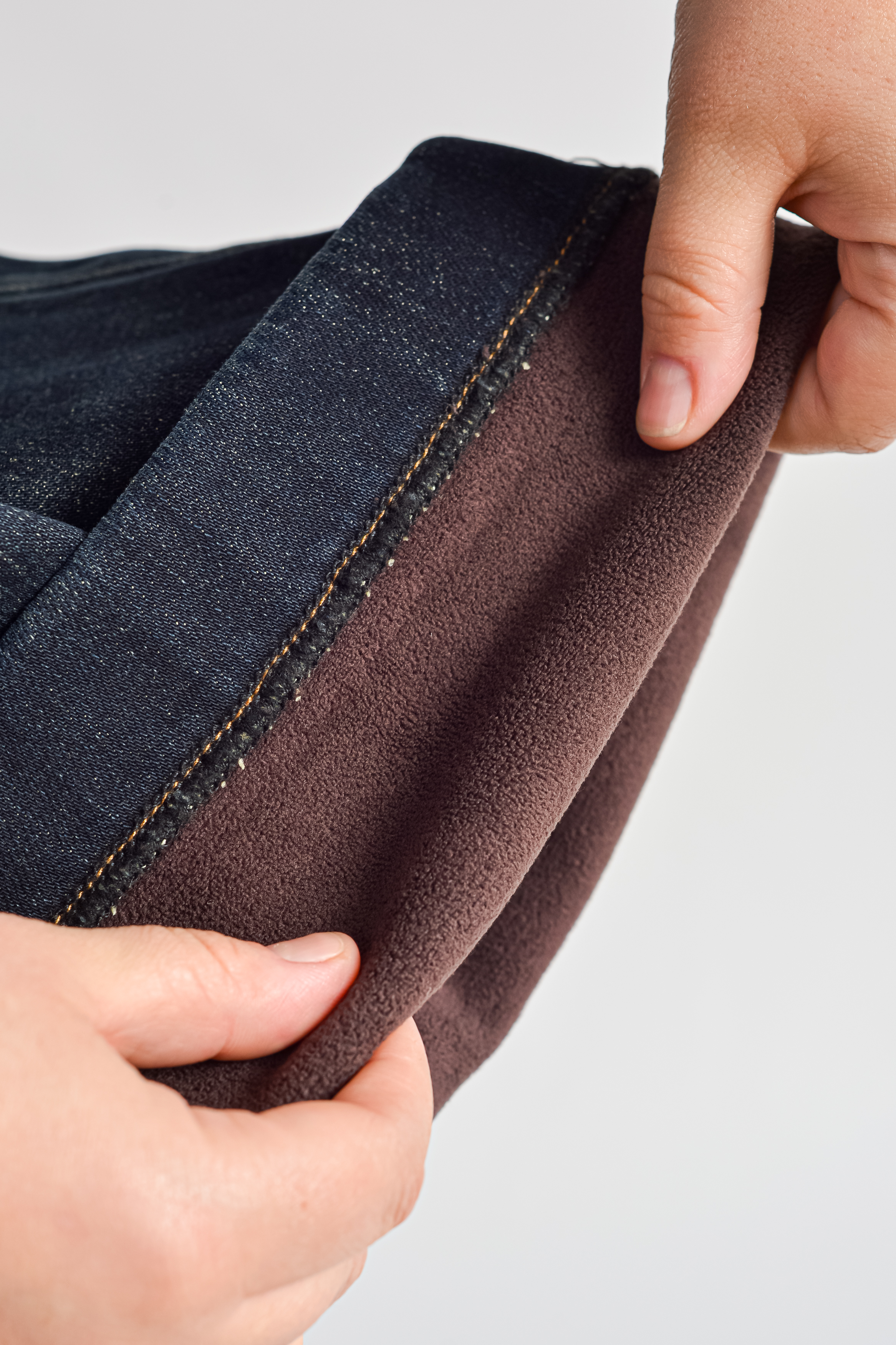 Темно-сині джинси на флісі з еластичним поясом великих розмірів