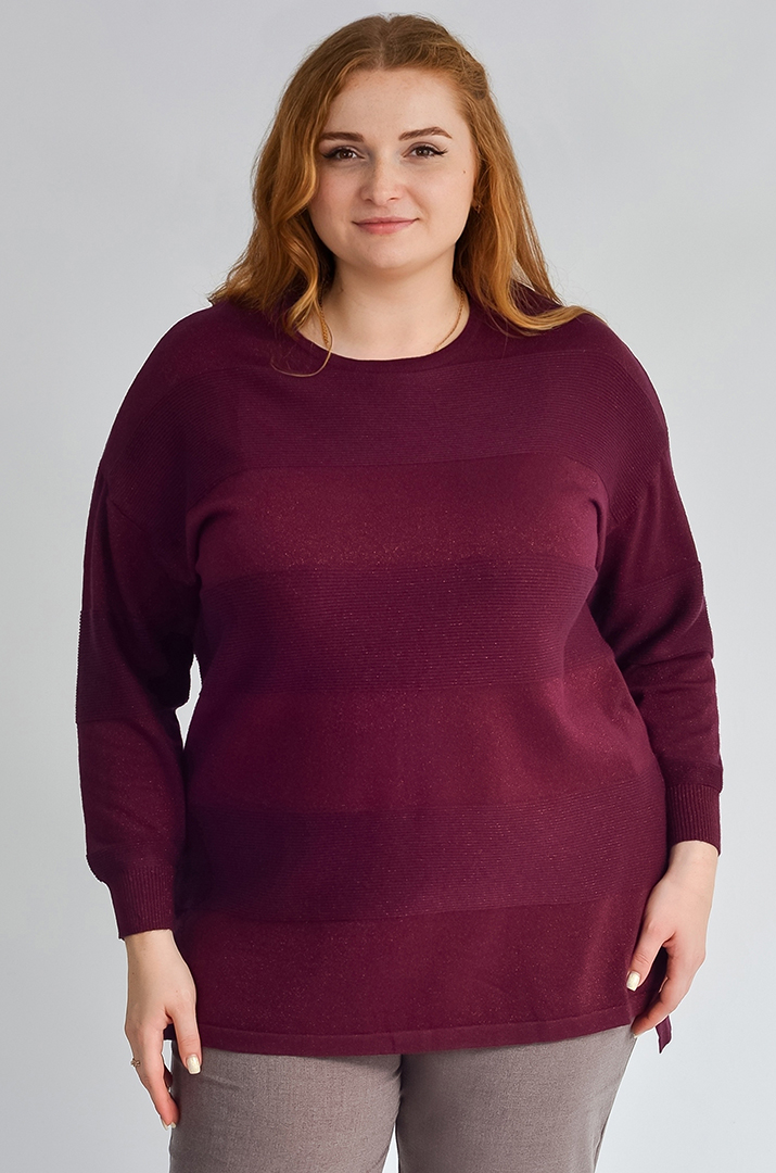 Довгий джемпер з рельєфною в’язкою та блискучою ниткою великих розмірів