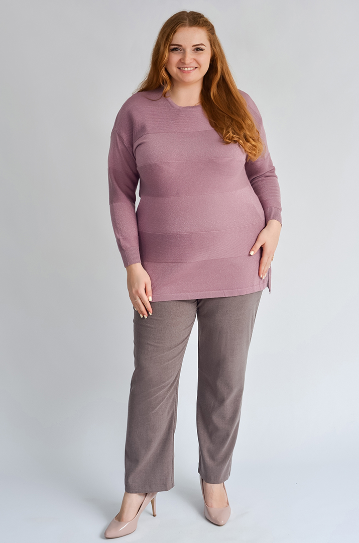 Довгий джемпер з рельєфною в’язкою та блискучою ниткою великих розмірів