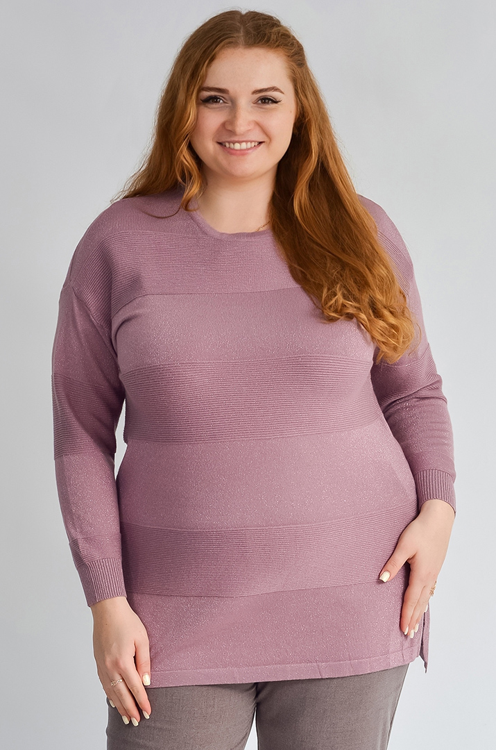 Довгий джемпер з рельєфною в’язкою та блискучою ниткою великих розмірів