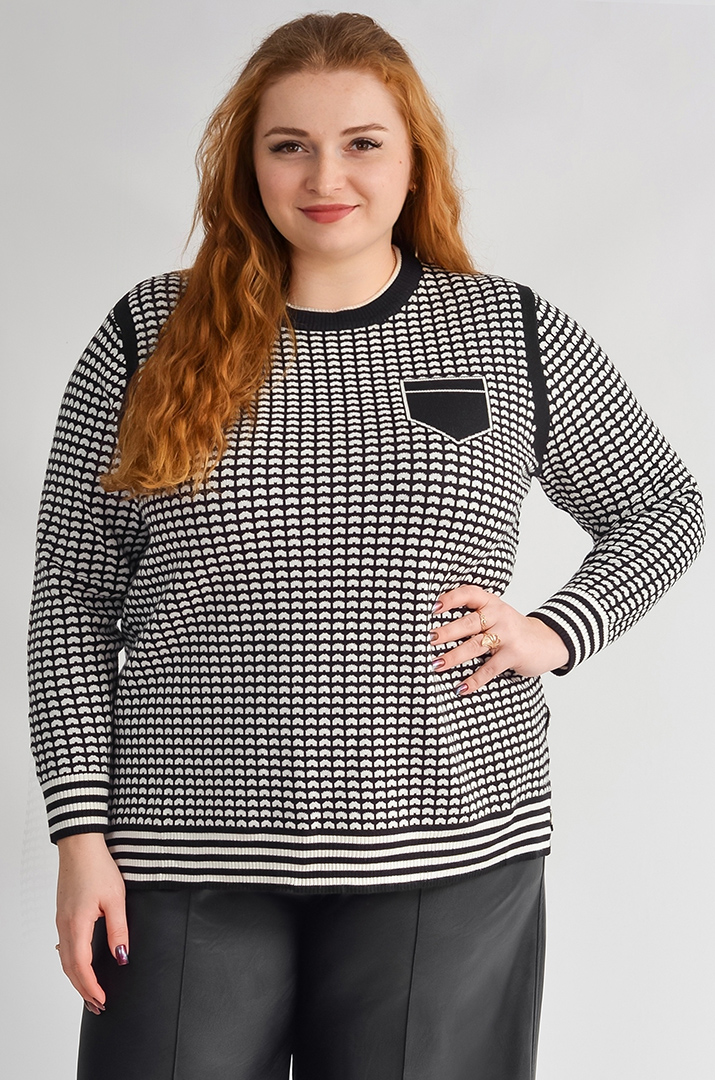 Короткий джемпер з графічним візерунком великих розмірів