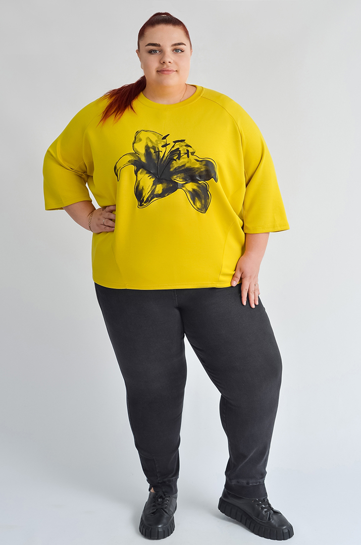 Графітові джинси 7/8 з декоративними деталями великих розмірів