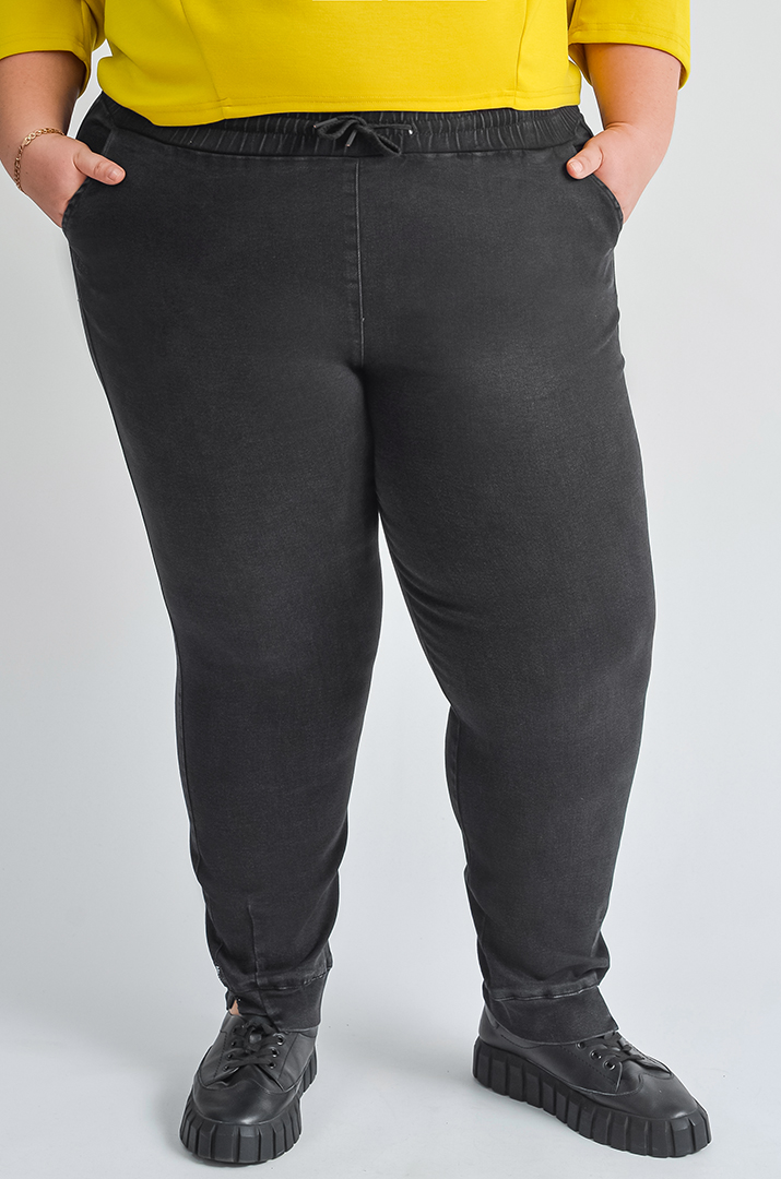 Графітові джинси 7/8 з декоративними деталями великих розмірів