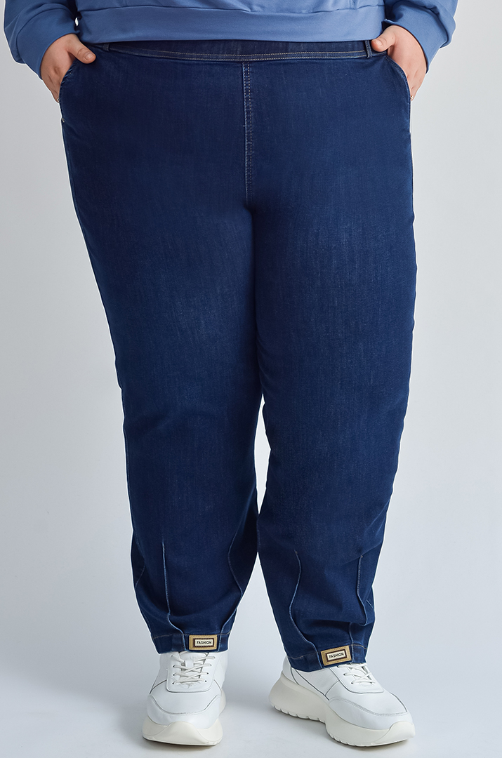 Джинси банани з контрастними прострочками великих розмірів