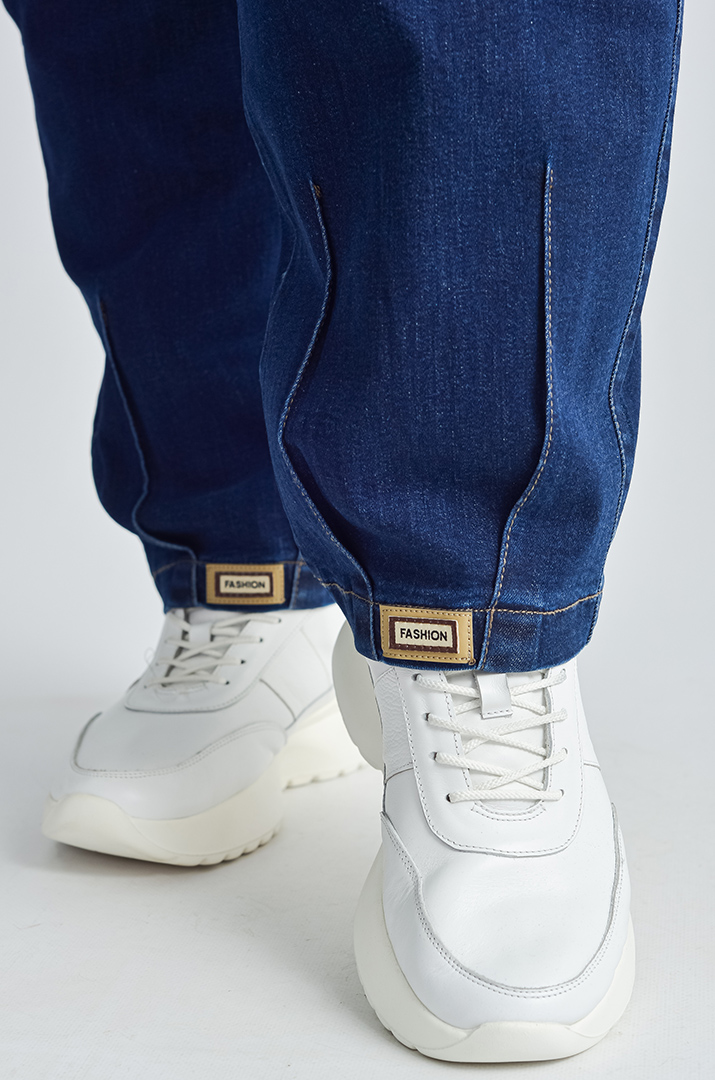 Джинси банани з контрастними прострочками великих розмірів