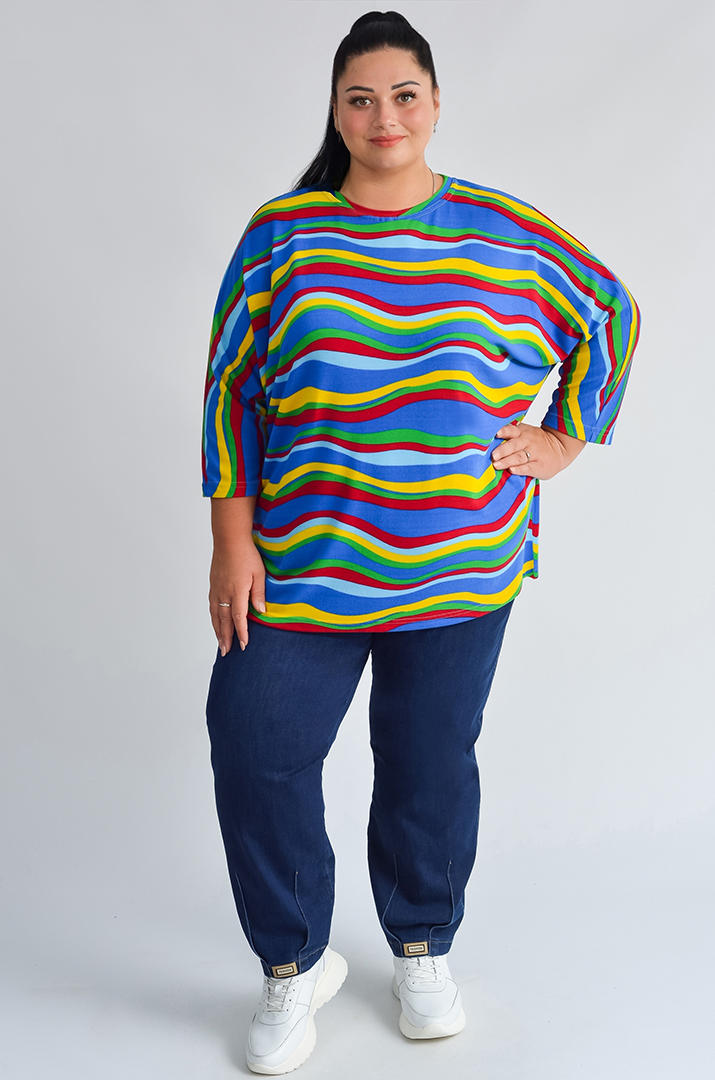 Джинси банани з контрастними прострочками великих розмірів