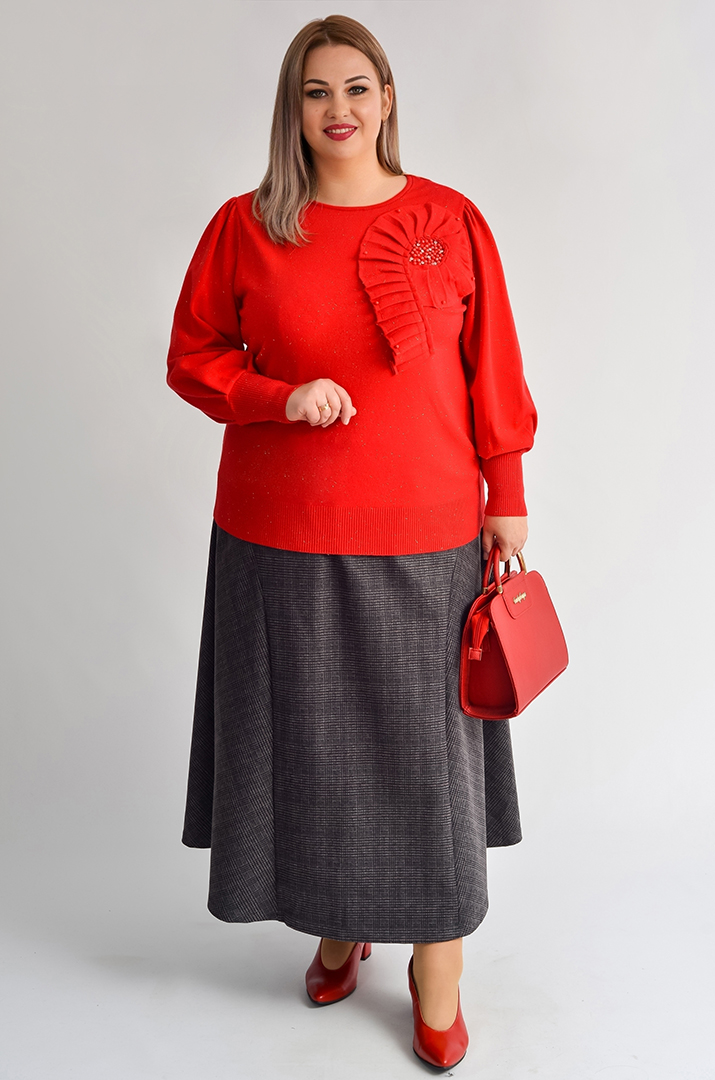 Джемпер з люрексовим блиском та рюшевим акцентом великих розмірів