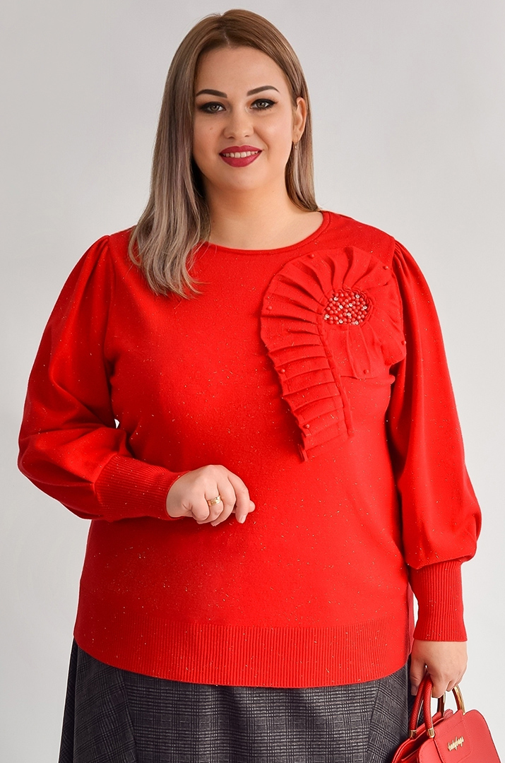 Джемпер з люрексовим блиском та рюшевим акцентом великих розмірів