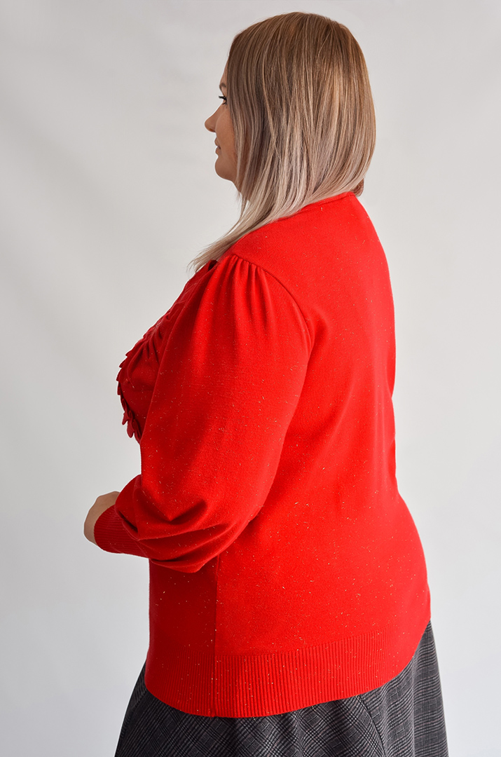 Джемпер з люрексовим блиском та рюшевим акцентом великих розмірів