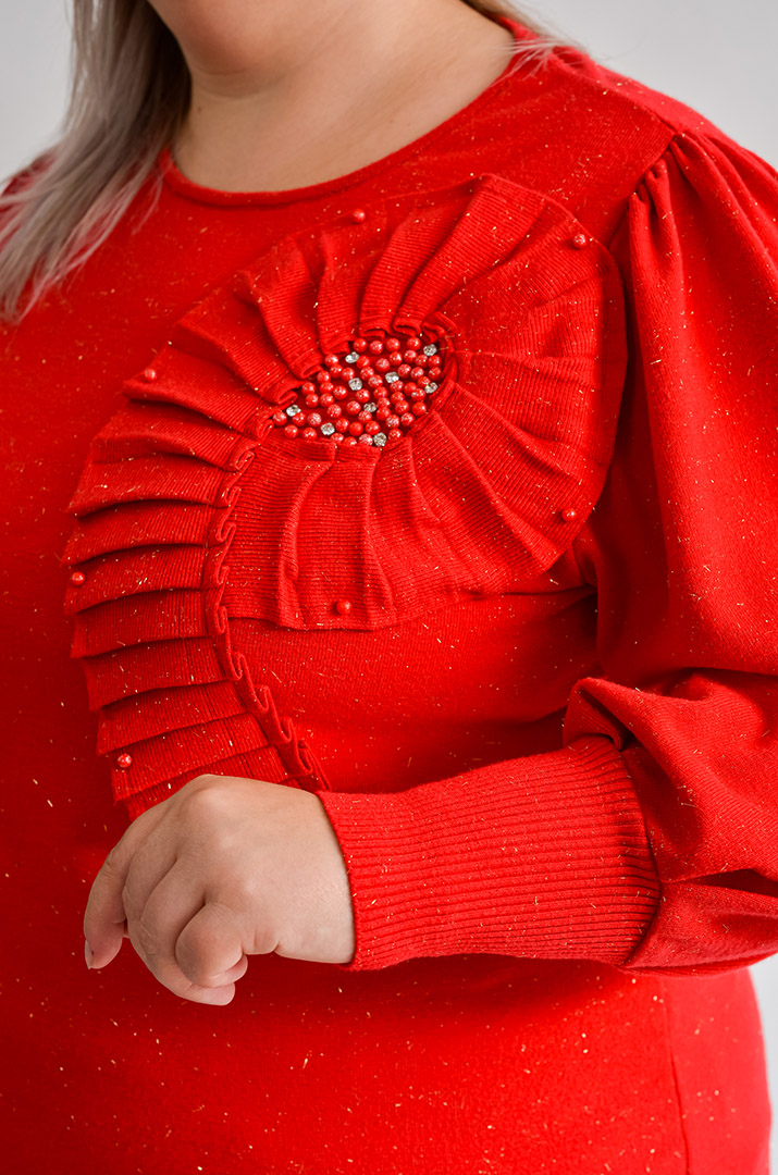 Джемпер з люрексовим блиском та рюшевим акцентом великих розмірів