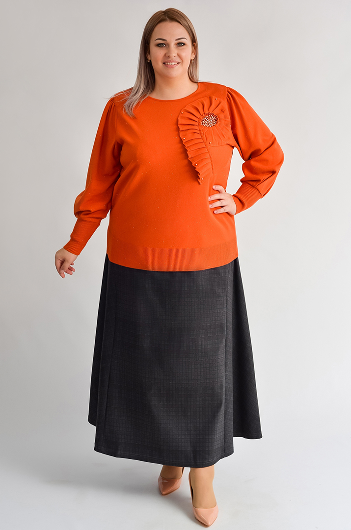 Джемпер з люрексовим блиском та рюшевим акцентом великих розмірів