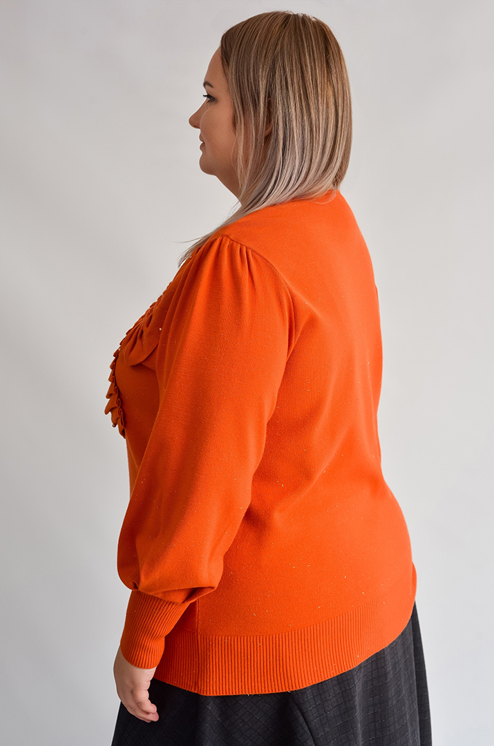 Джемпер з люрексовим блиском та рюшевим акцентом великих розмірів