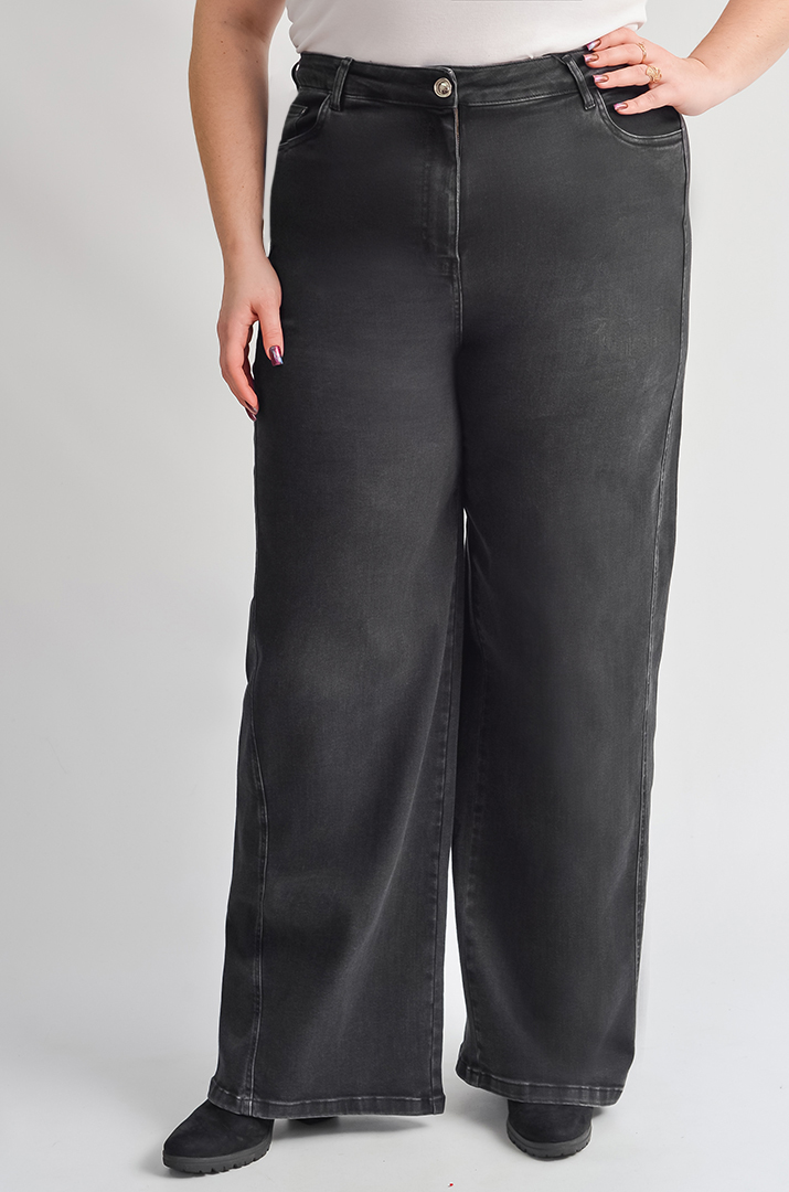 Джинси з широкими штанинами та високою талією великих розмірів