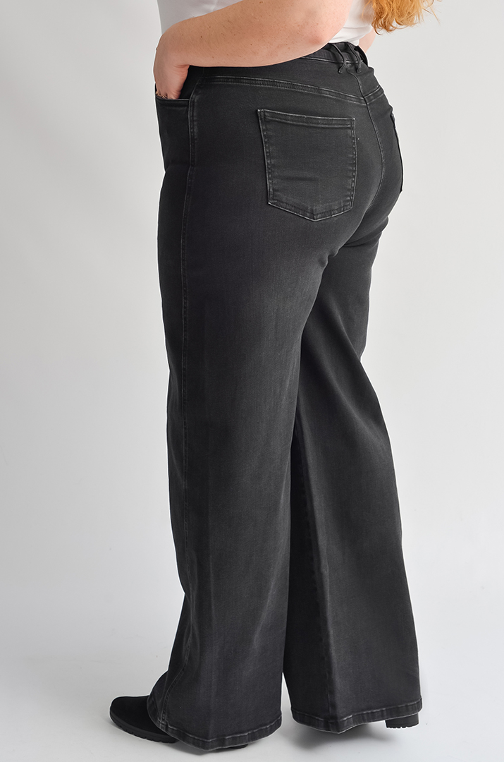 Джинси з широкими штанинами та високою талією великих розмірів