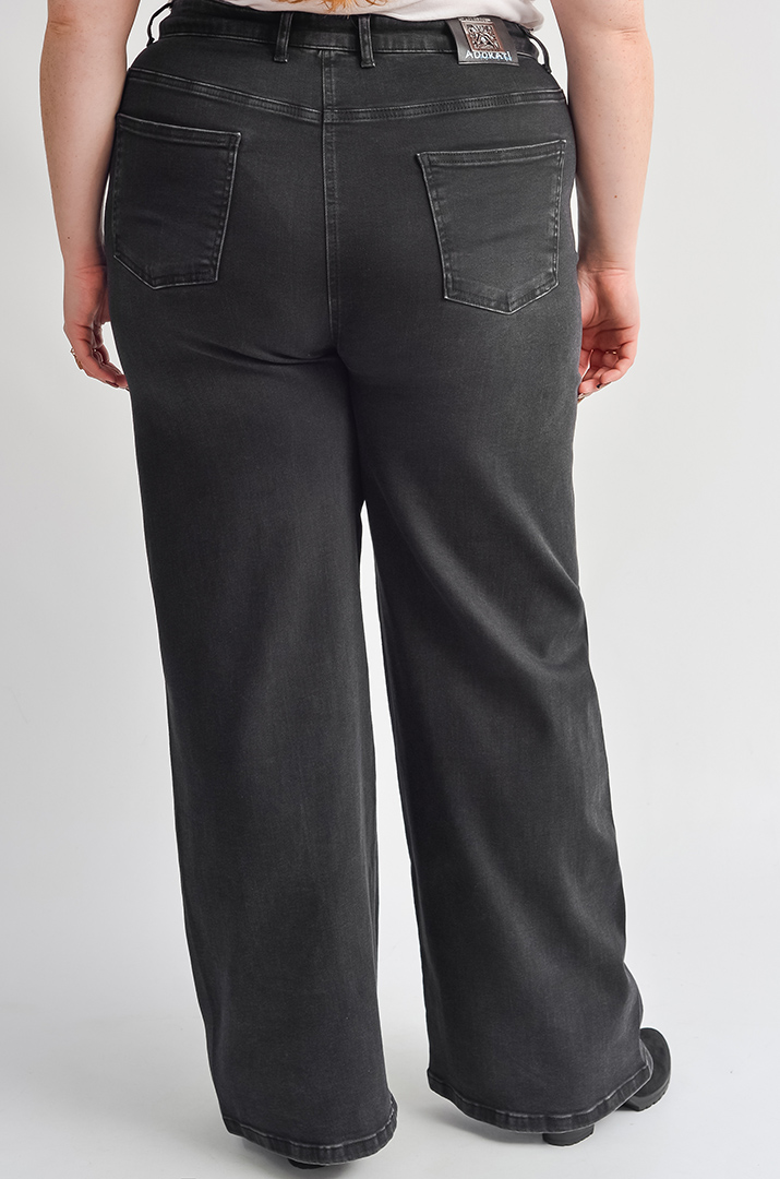 Джинси з широкими штанинами та високою талією великих розмірів