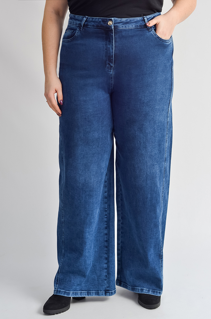 Джинси з широкими штанинами та високою талією великих розмірів