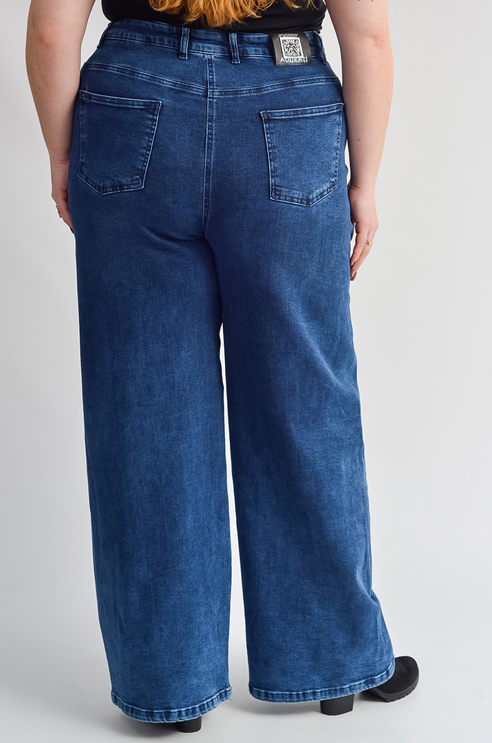 Джинси з широкими штанинами та високою талією великих розмірів