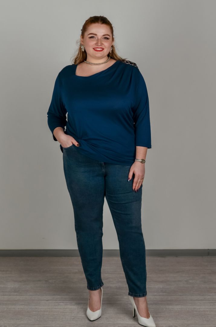 Джинси завужені синього кольору великих розмірів