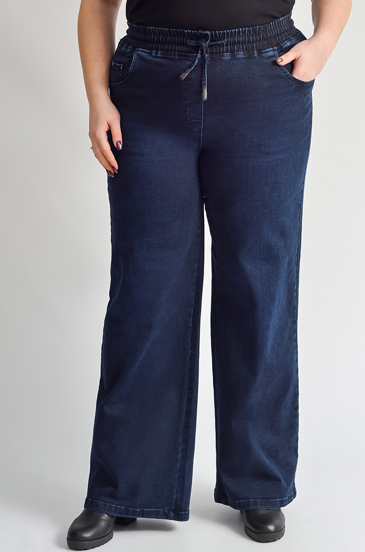 Джинси широкі з еластичним поясом великих розмірів
