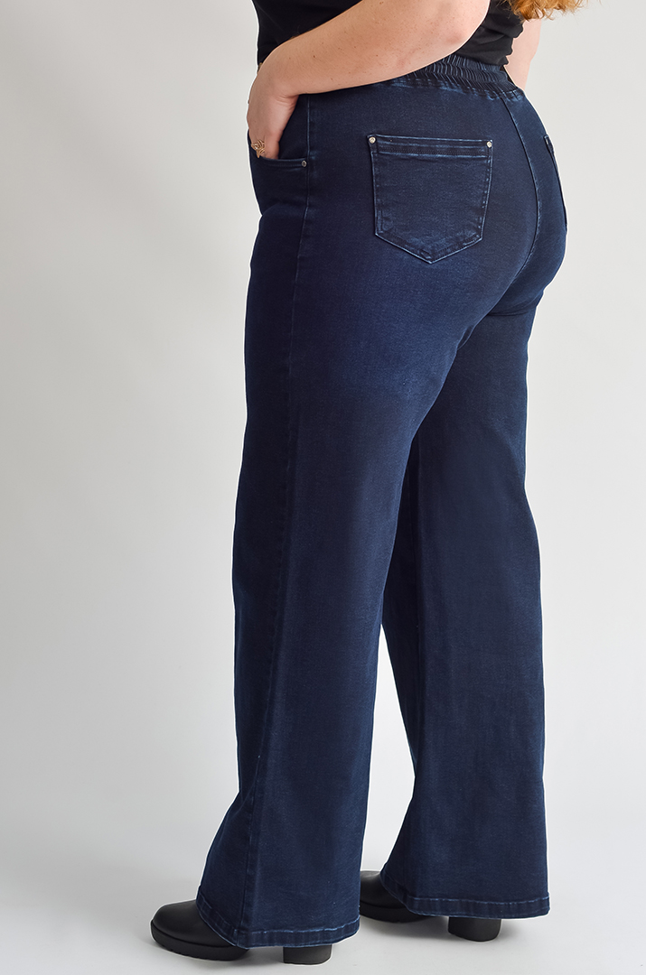 Джинси широкі з еластичним поясом великих розмірів