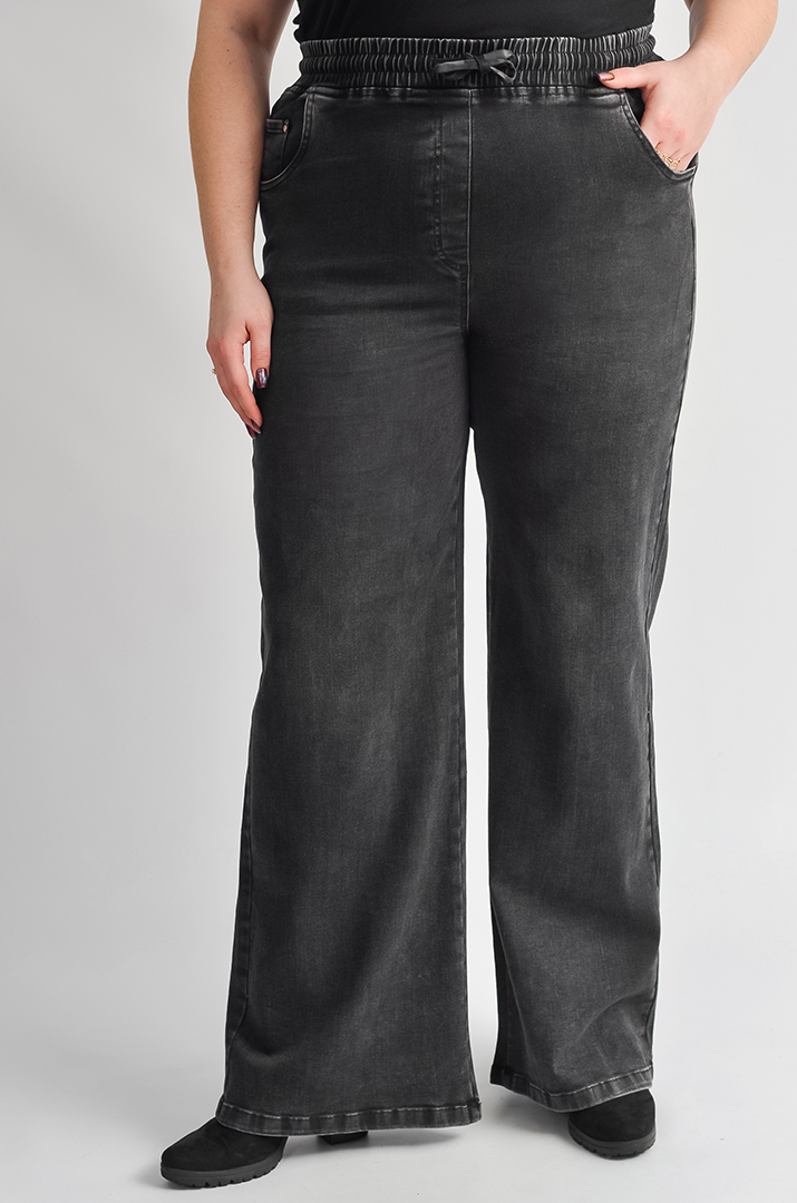 Джинси широкі з еластичним поясом великих розмірів