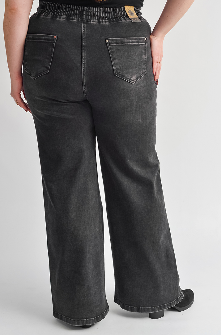 Джинси широкі з еластичним поясом великих розмірів