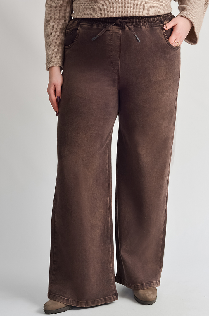 Джинси широкі з еластичним поясом великих розмірів