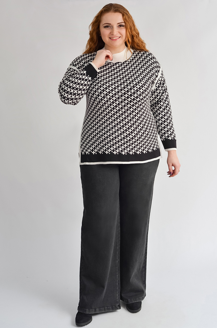 Джинси широкі з еластичним поясом великих розмірів