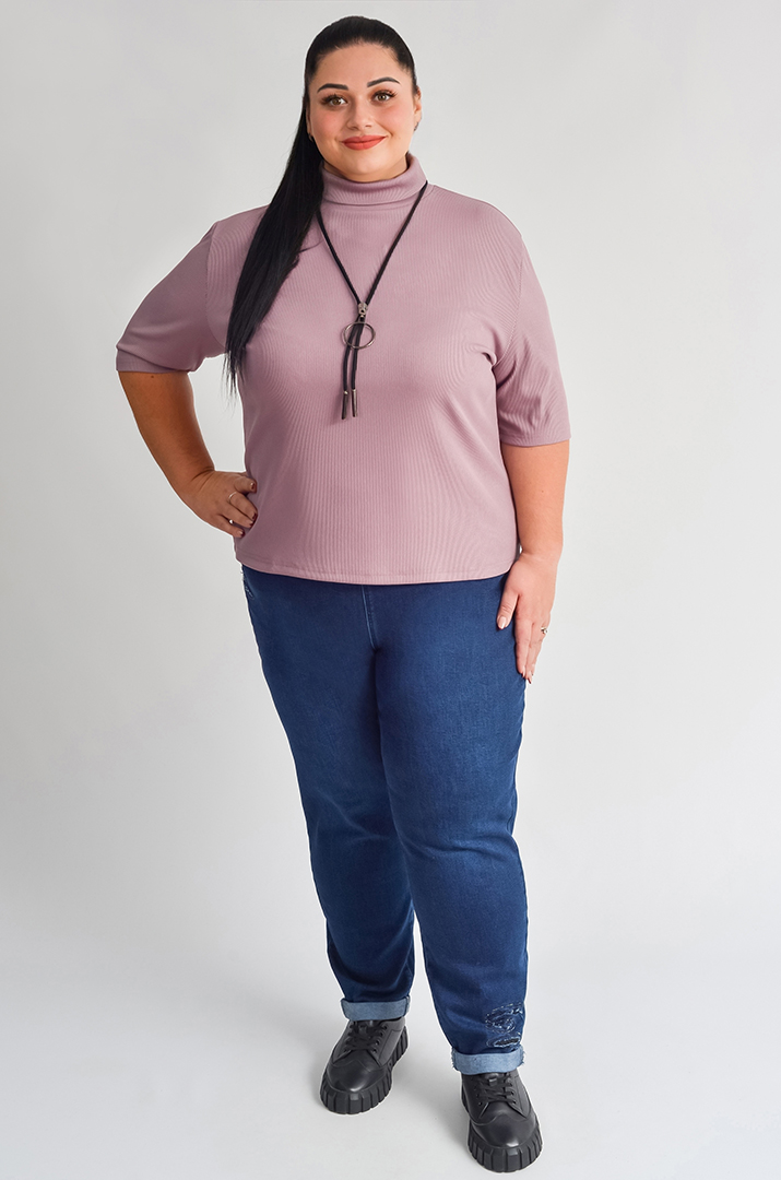 Джинси 7/8 з резинкою та стильними прорізами великих розмірів