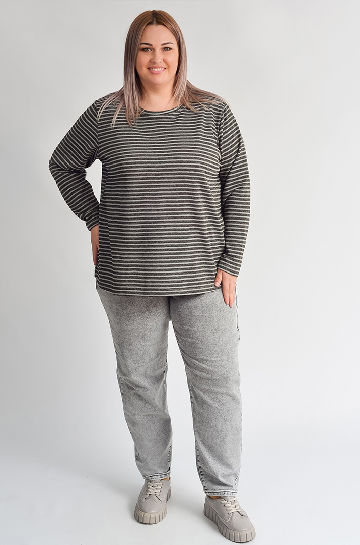 Джемпер у смужку з люрексовим блиском великих розмірів