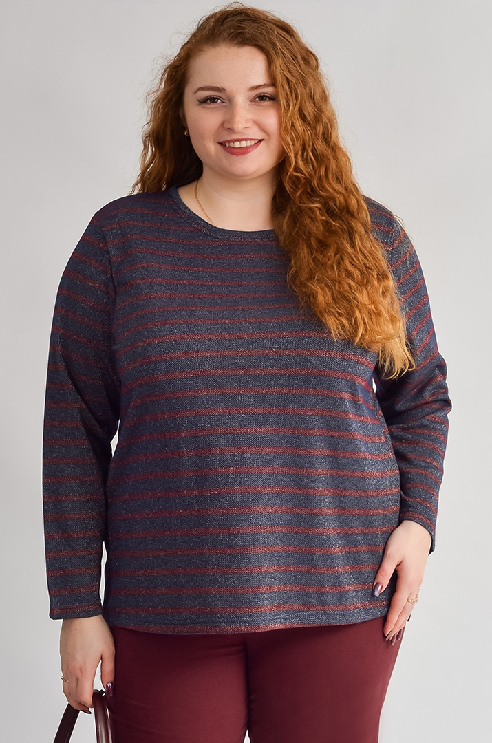 Джемпер у смужку з люрексовим блиском великих розмірів