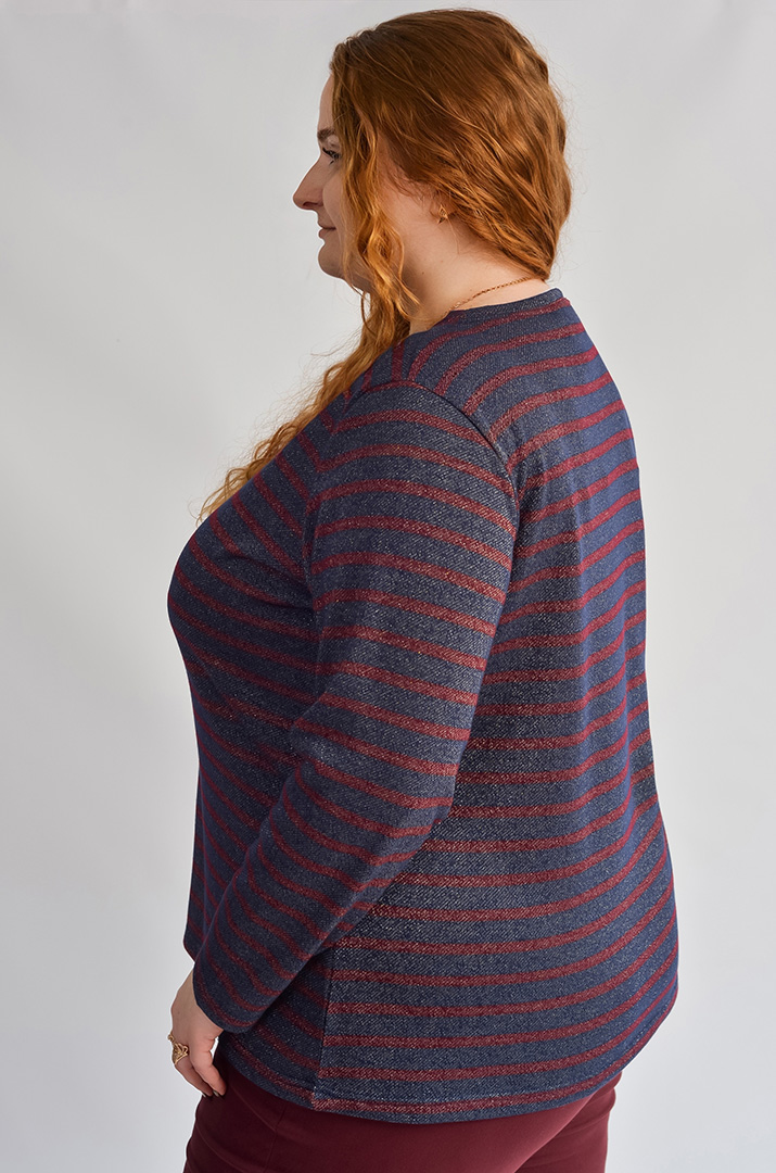 Джемпер у смужку з люрексовим блиском великих розмірів