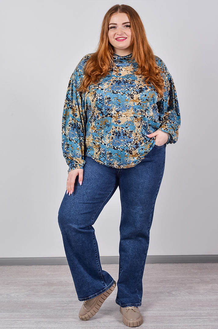 Джинси темно-синього кольору з широкими штанинами великих розмірів