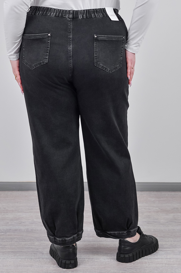 Джинси банани в графітовому кольорі з декоративними швами великих розмірів