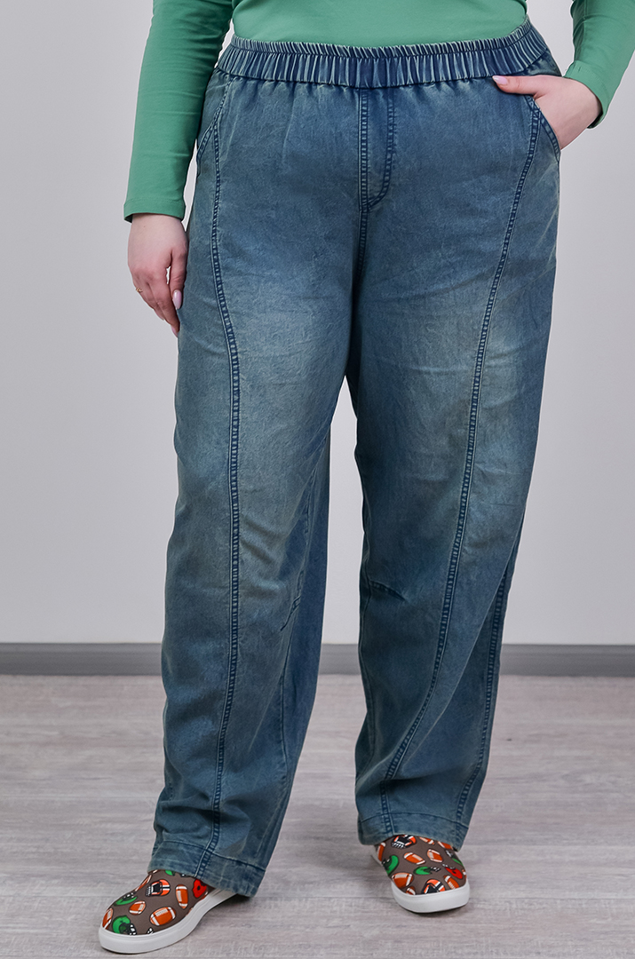 Джинси банани з акцентними вертикальними швами великих розмірів