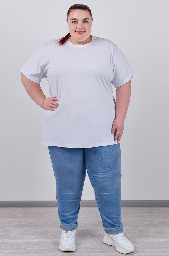 Джинсы 7/8 с эластичным поясом и декоративным шнурком больших размеров