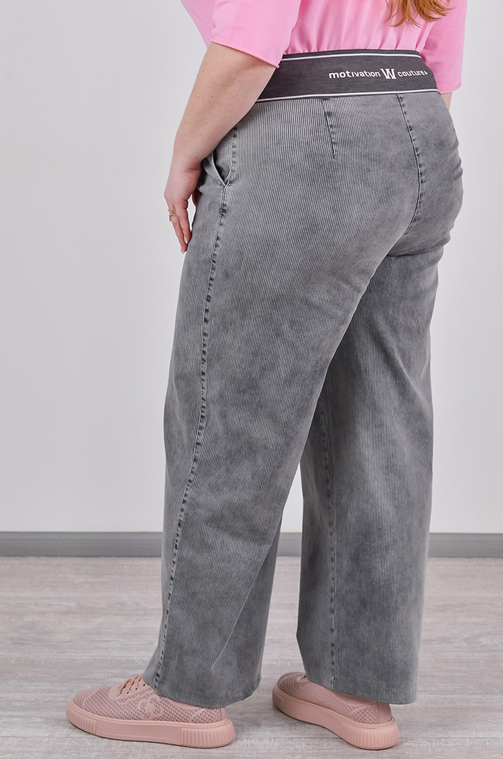 Широкі джинси з фактурними вертикальними лініями великих розмірів