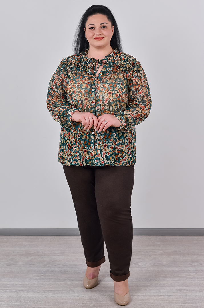 Джинси завужені в шоколадному кольорі з манжетами великих розмірів